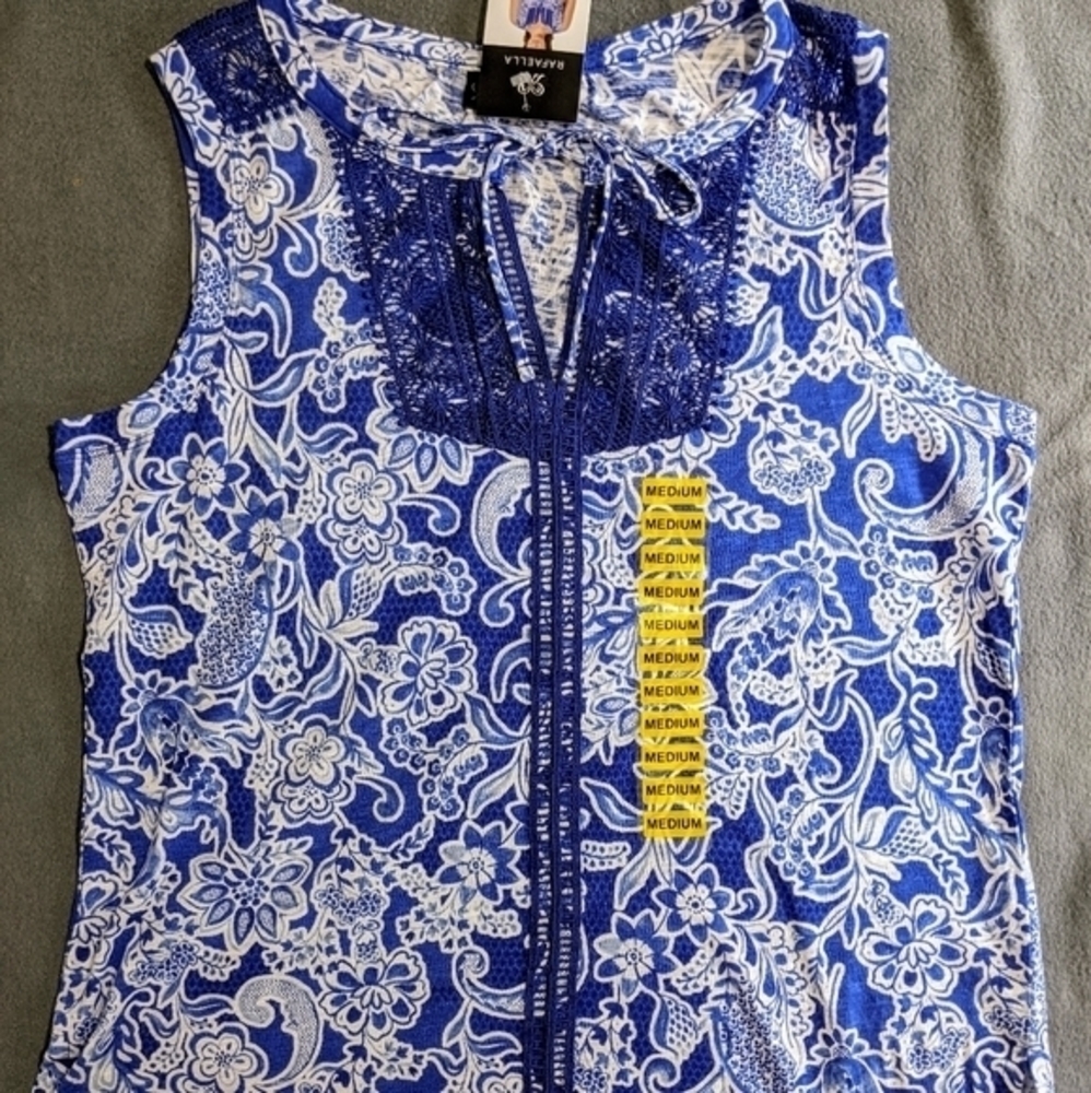 NWT Rafaella women's sleeveless blue top blue size‎ medium